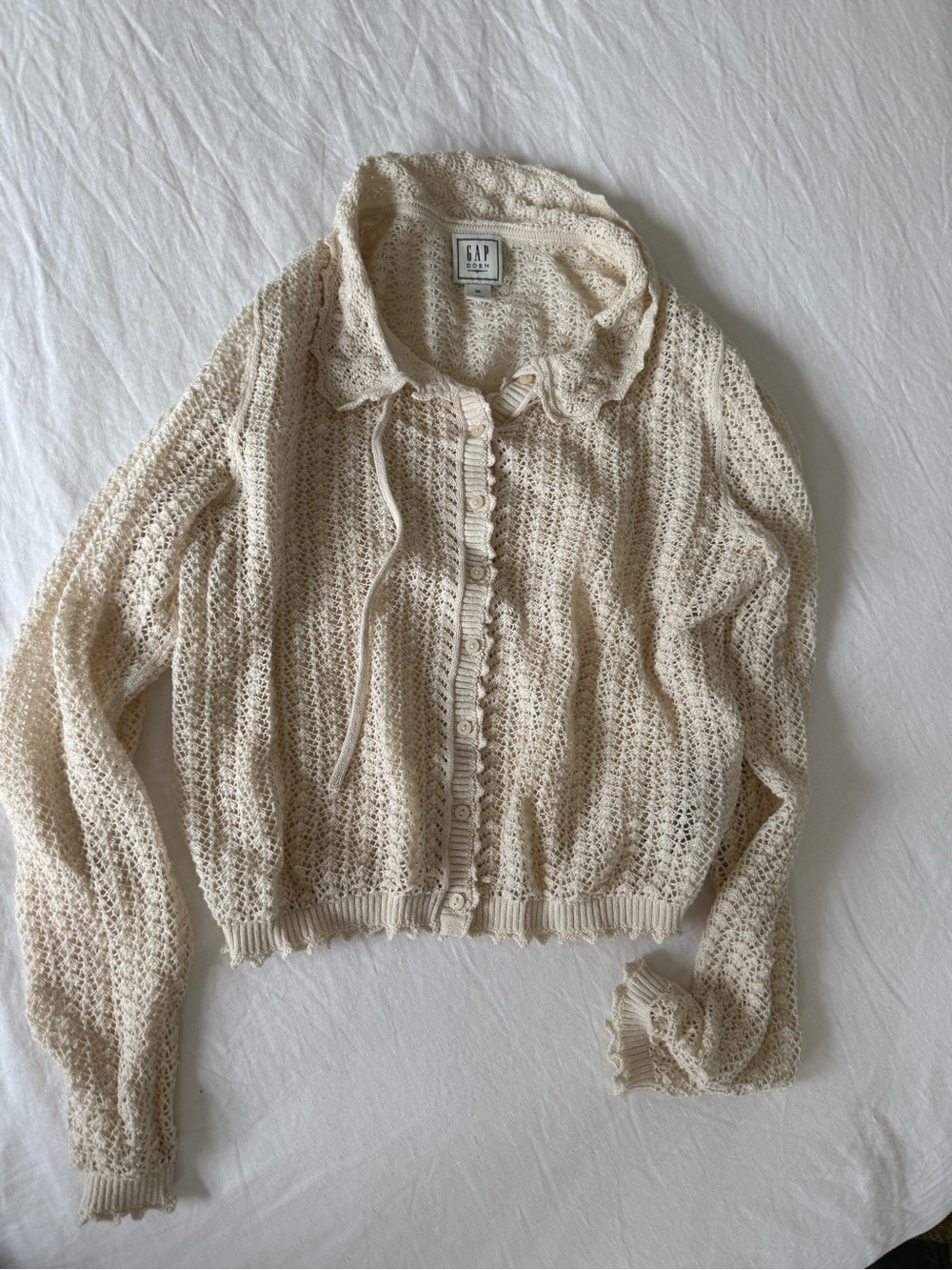 GAP x Doen Cream Open-Knit Button-Up Sweater